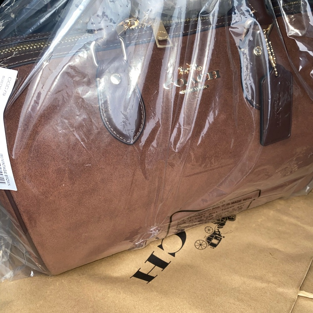 Coach Large rowan satchel Brown Suede New purse - Picture 16 of 16